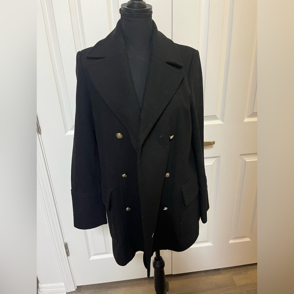 Zara Women's Classic Black Pea Coat